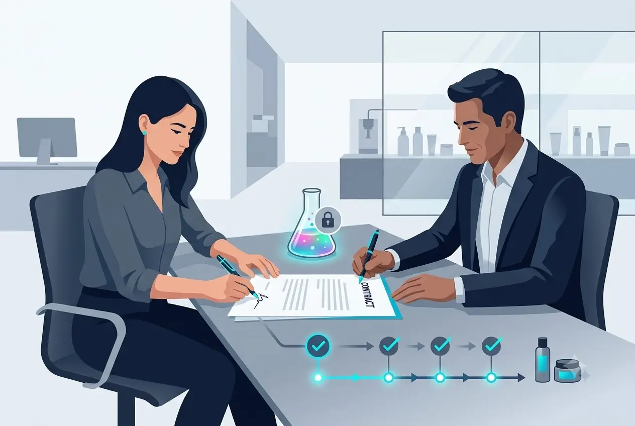 Chủ thương hiệu và đại diện nhà máy ký kết hợp đồng gia công mỹ phẩm