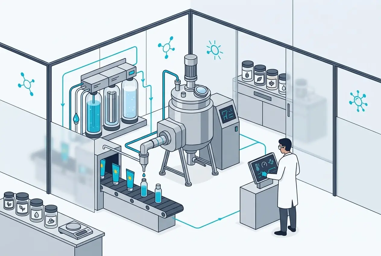 Phòng lab tiêu chuẩn cGMP tại nhà máy sản xuất mỹ phẩm