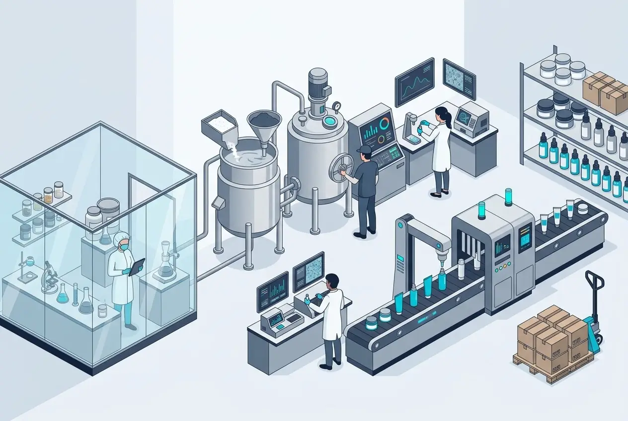 Quy trình gia công mỹ phẩm 5 bước tại nhà máy chuẩn cGMP